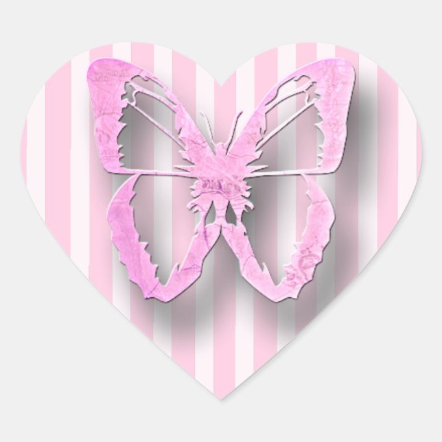 Stickers Papillon rose et blanc (Devant)