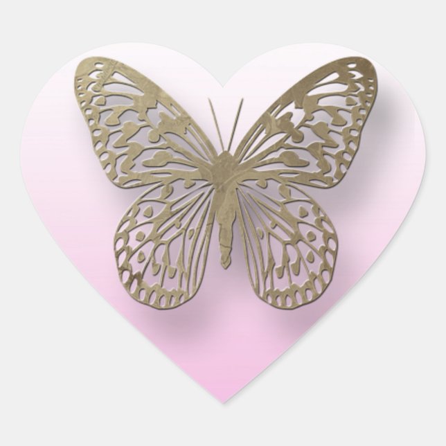 Stickers Papillon rose et or (Devant)