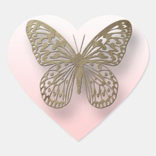 Stickers Papillon rose et or