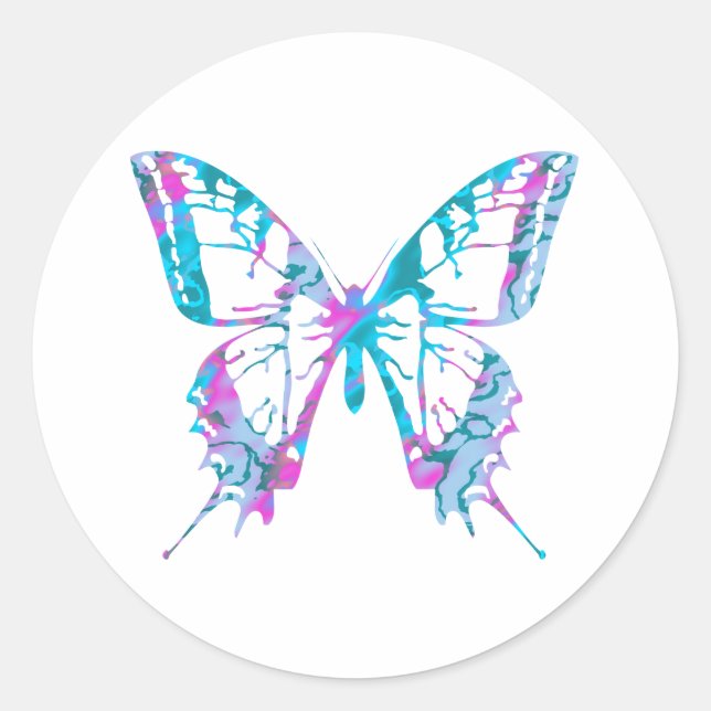 Stickers Papillon turquoise et rose (Devant)