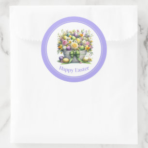 Stickers Pâques Panier fleuri