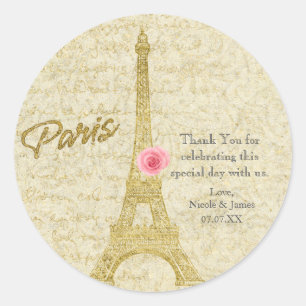 Stickers Paris Eiffel Tour Or & Rose