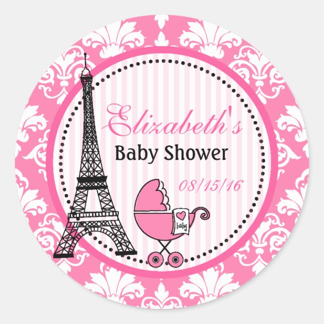 Stickers Paris Thème Party pour Baby shower (Devant)