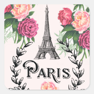 Stickers Paris Vintage Roses Roses