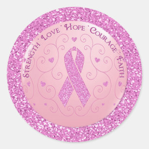 Stickers Parties scintillant à ruban rose du cance
