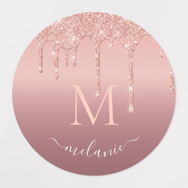 Stickers Parties scintillant or rose Nom et lettre (Design 1)