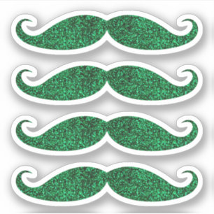 stickers parties scintillant verte moustache