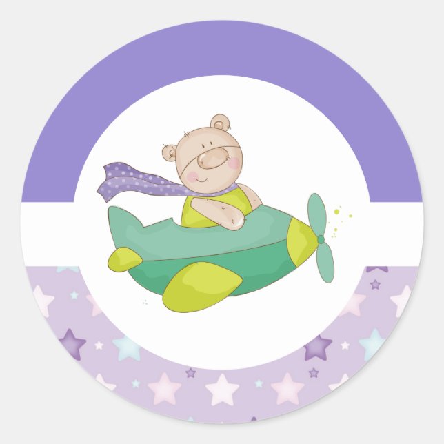 Stickers Pastel Teddy Bear Classique Rond (Devant)