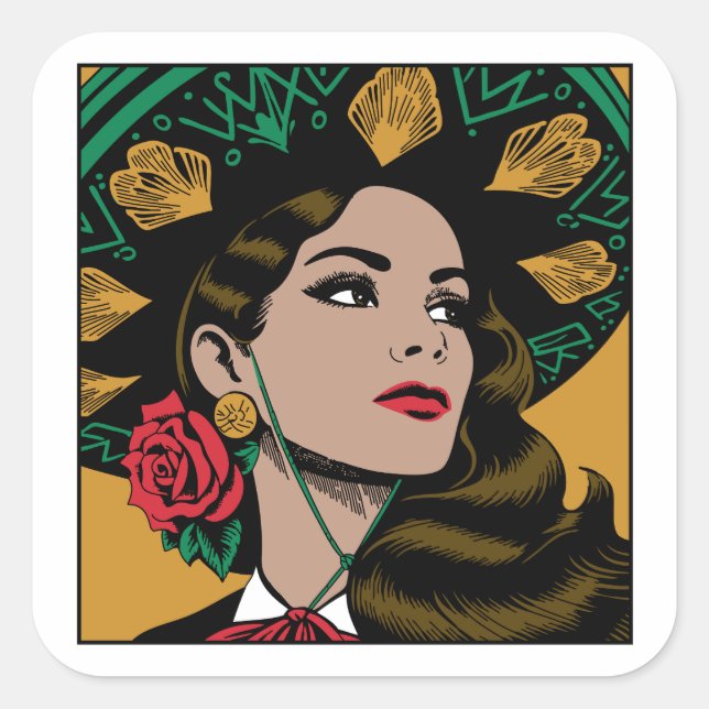 Stickers patrimoine hispanique Mujer Mariachi Mexi (Devant)