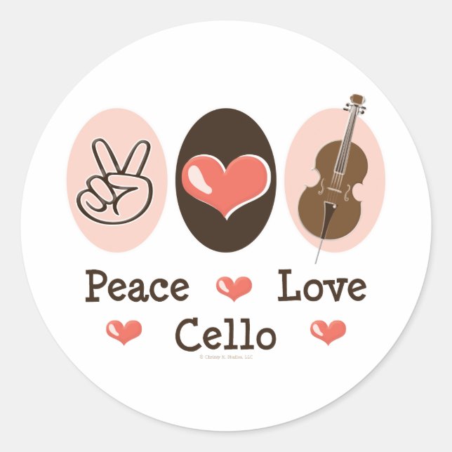 Stickers Peace Love Cello (Devant)