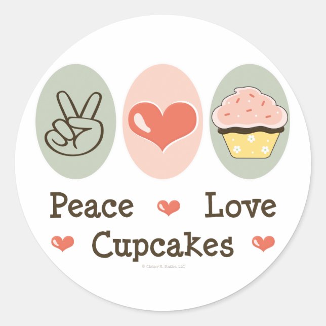 Stickers Peace Love Cupcakes (Devant)