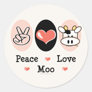 Stickers Peace Love Moo Cow