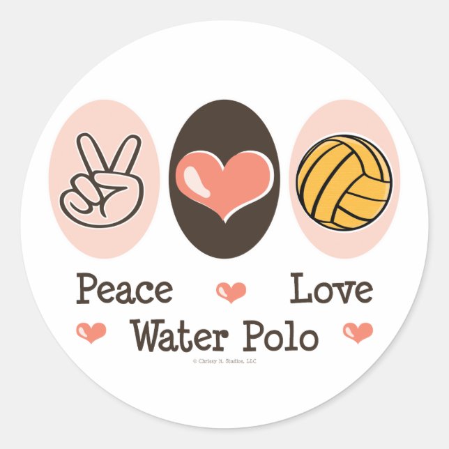 Stickers Peace Love Water Polo (Devant)