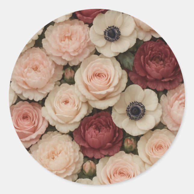 Stickers Peonés et Anémones rose (Devant)