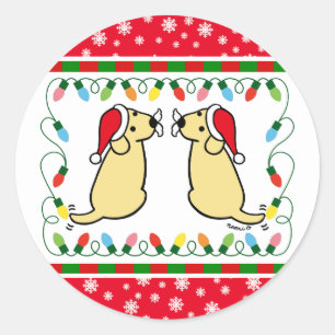 Stickers Père Noël Twin Yellow Labradors
