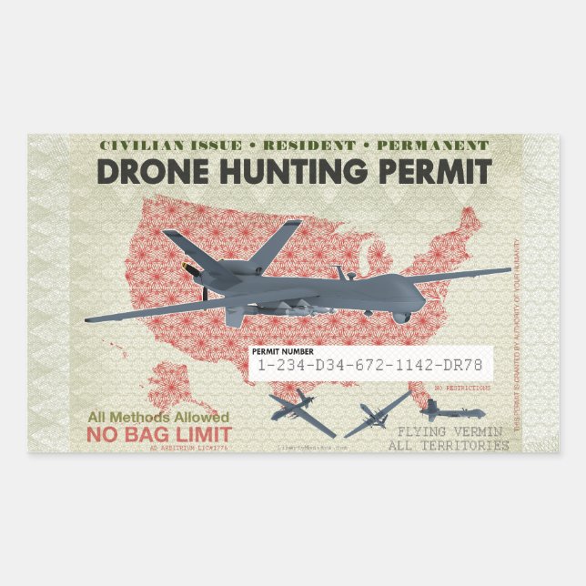 Stickers Permis de Chasse aux Drones (Devant)
