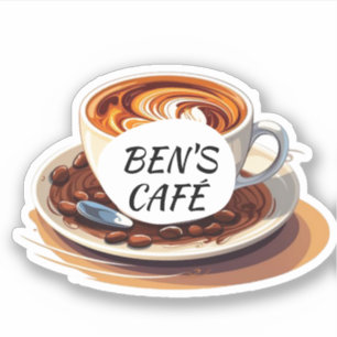 Stickers personnalisés Coffee Cup and Beans Logo