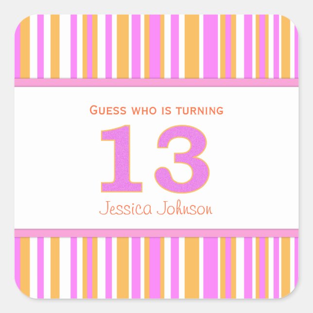 Stickers Personnalisés en forme d'étoile 13e anniv (Devant)