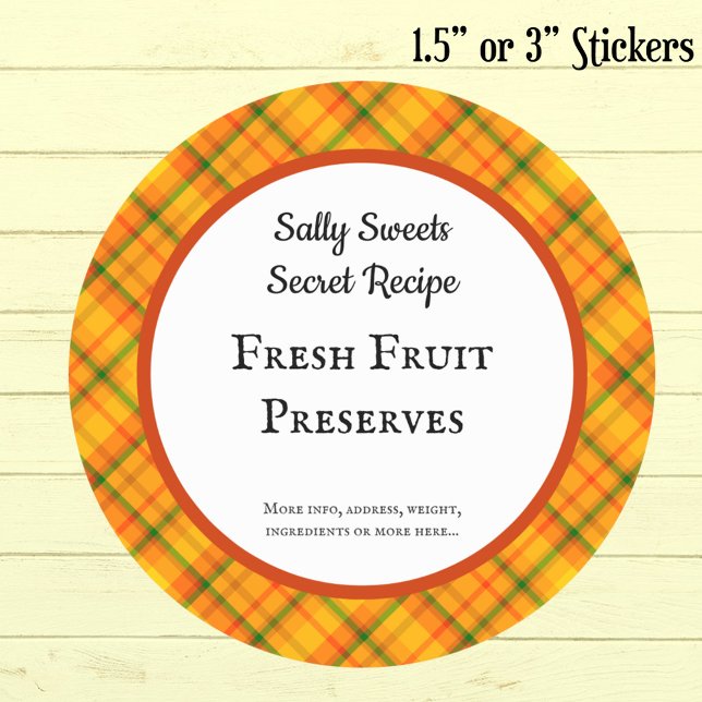 Stickers Personnalisés Jaune Orange Plaid (Créateur téléchargé)