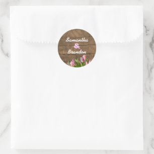 Stickers personnalisés Tulips & Barnwood Pastel