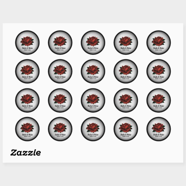 Stickers personnels Mariage gothique Rose rouge (Feuille)