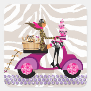 Stickers Pet Grooming Scooter Femme Chiens Zebra