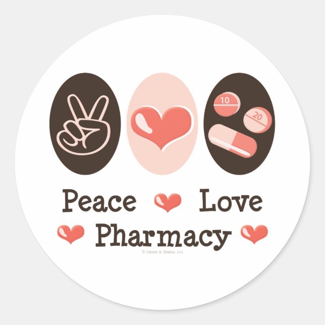 Stickers pharmacie Peace Love (Devant)