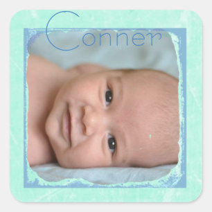 Stickers photo bébé Turquoise et bleu personnalisé