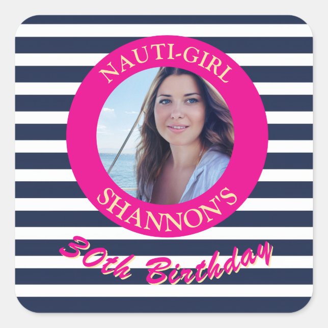 Stickers photo d'anniversaire nautique personnalis (Devant)