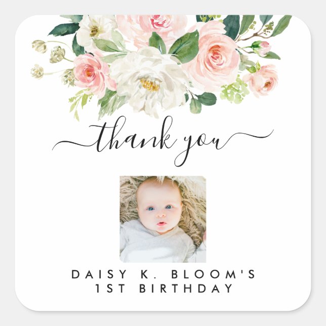 Stickers Photo fille 1er anniversaire (Devant)