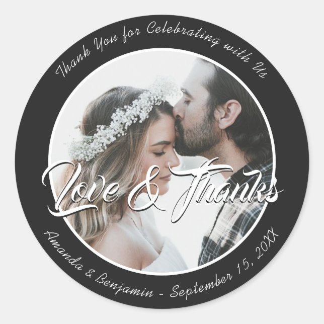 Stickers photo Mariage Merci noir élégant (Devant)