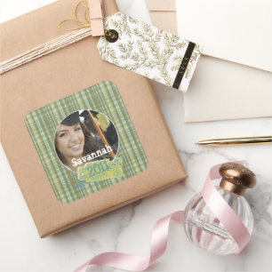 Stickers Photo Plaid Graduation ou Sweet sixteen