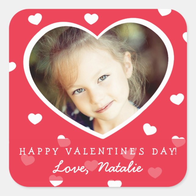 Stickers photo Valentine personnalisés / Rouge (Devant)