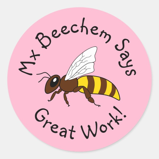 Stickers Pink Bee Great Work (Devant)
