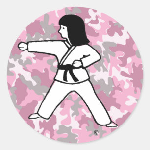 Stickers Pink Camo Martial Arts Girl