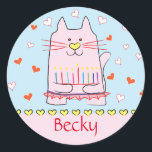 Stickers Pink Cat Ballerina Chanukah Round<br><div class="desc">"Pink Cat Ballerina, Happy Chanukah" Stickers Round. Have fun using these stickers as cake toppers, gift tags, favour bag closures, or whatever rocks your festivities! Personalize by deleting text and adding your own words, using your favourite font style, size, and colour. Thanks for stopping and shopping by! Your business is...</div>