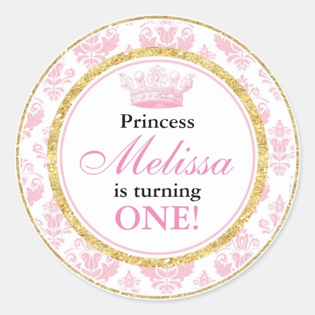 Stickers Pink Damask Gold Princess 1er Anniversair (Devant)