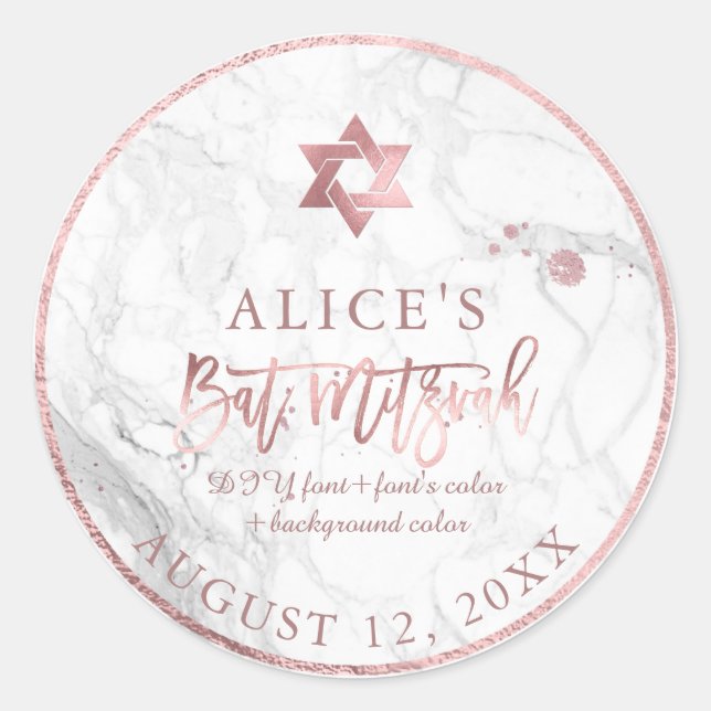 Stickers PixDezines Marble Mitzvah/Or Rose (Devant)