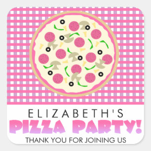 Stickers Pizza Pink and Purple Party Favoriser