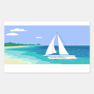 Stickers Plage Tropicale Monogram Sailboat Côté