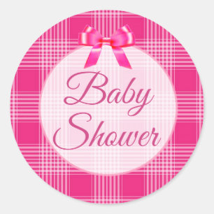 Stickers Plaid et Bow baby shower rose