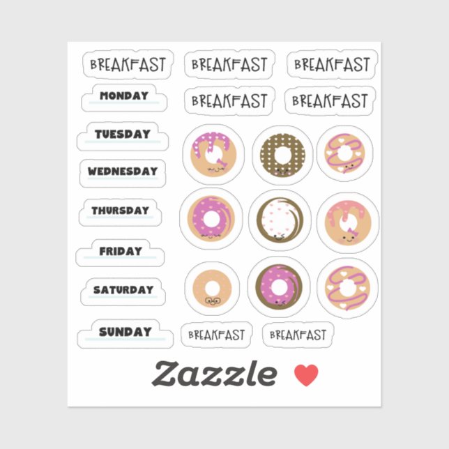 Stickers Planner pour le petit-déjeuner Kawaii Don (Feuille)