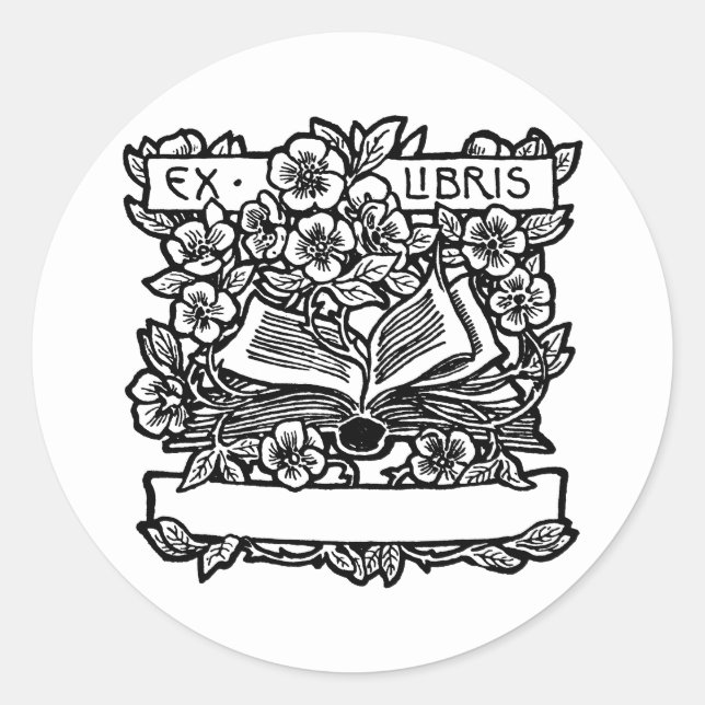 Stickers Plaque Livre Et Fleurs (Devant)