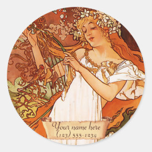 Stickers Plaque Mucha Spring Art Nouveau