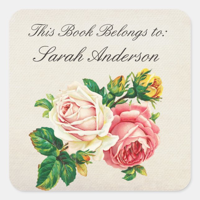 Stickers Plaque Rose vintage (Devant)