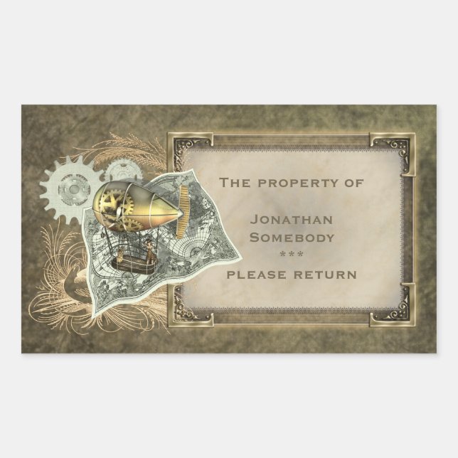 Stickers Plaque Steampunk Dirigible Air Tour (Devant)