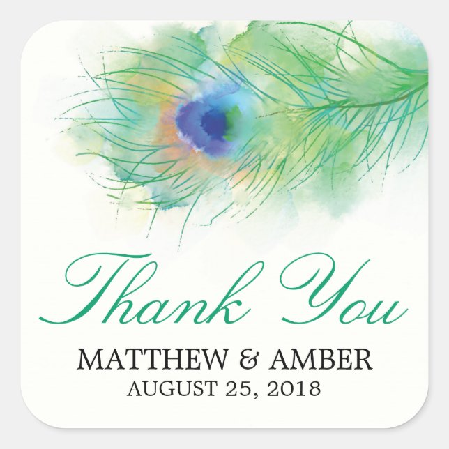 Stickers Plume Peacock Aquarelle (Devant)