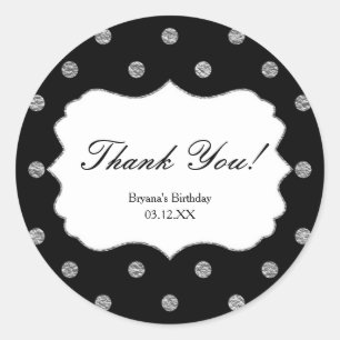 Stickers Pois Black & Silver Faux Foil