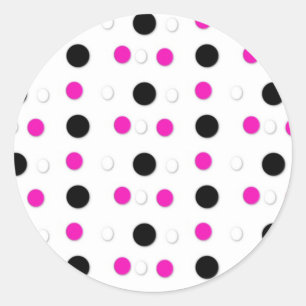 Stickers Pois noirs/blancs et roses chauds