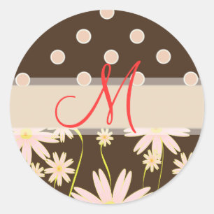 stickers pois rose et Brown
